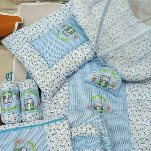 8-Piece Bedding Set for Newborn Blue