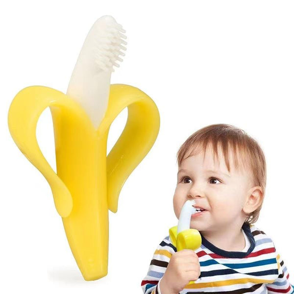 Baby Silicone Teether Toothbrush – BPA Free Soft Banana Teething Toy