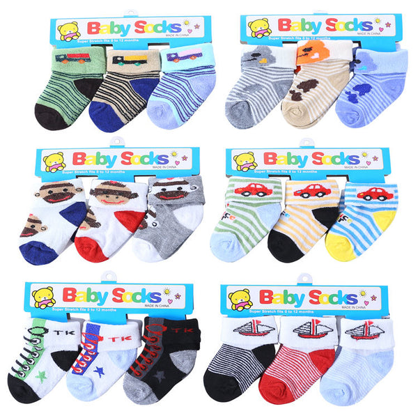 Baby Cotton Socks Set – Soft & Colorful 3 Pair Pack