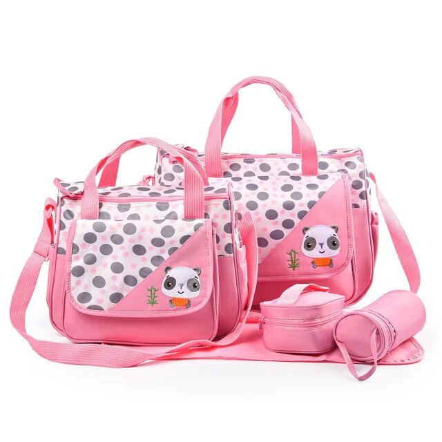 Animal Pattern Diaper Bag Set – Pink