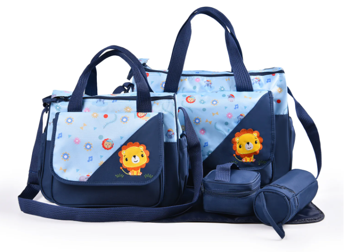 Animal Pattern Diaper Bag Set – Navy Blue