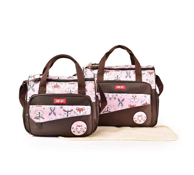 Animal Pattern Dual Diaper Bag Set – Brown