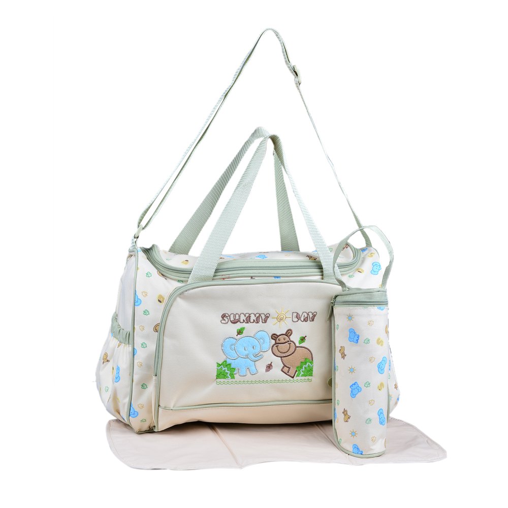Diaper Bag With Bottle Cover And Changing Mat