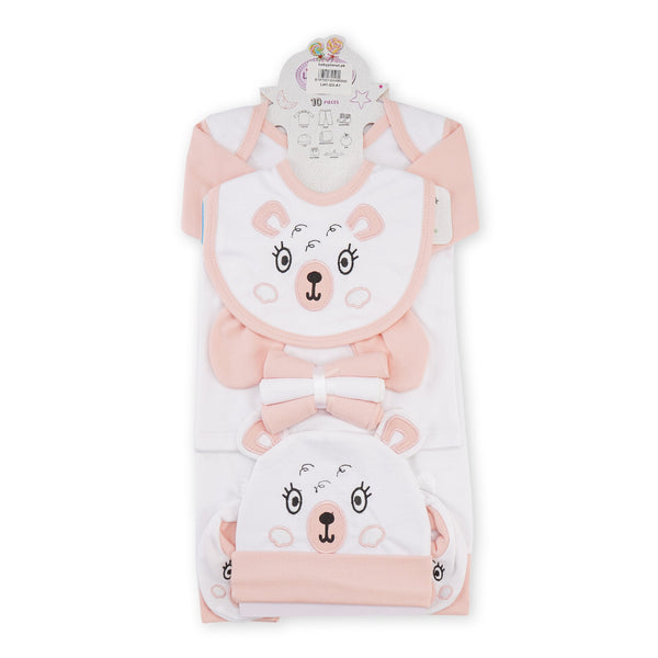 10Pcs Baby Gift Set White & Peach Bear