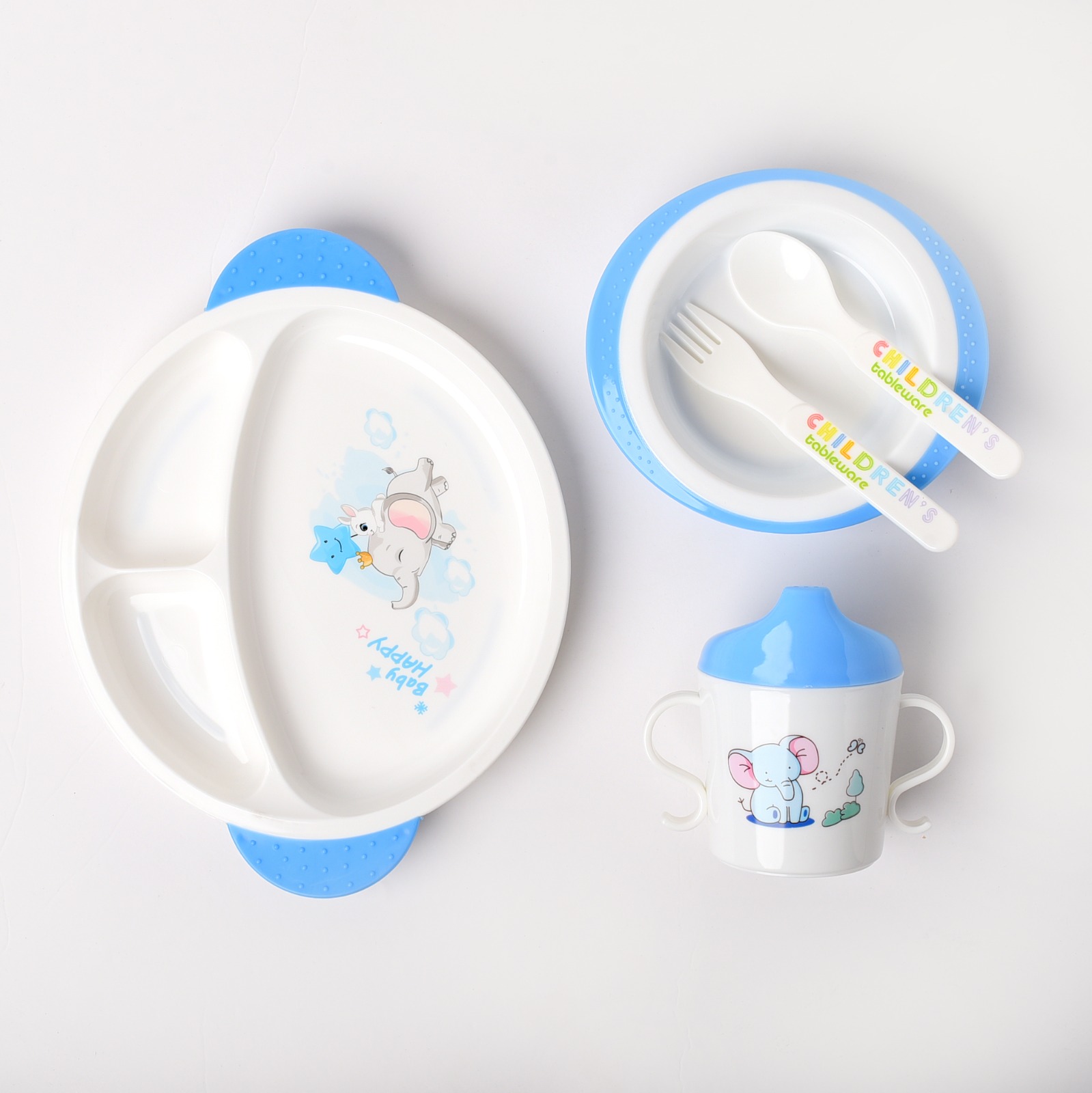 4 IN 1 Baby Feeding Bowl Set Elephant (Solid Colour)