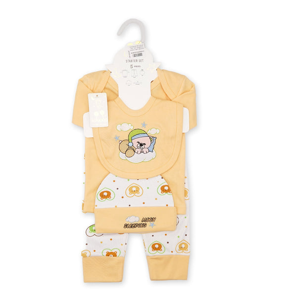4Pcs Newborn Baby Gift Set Sleeping Bear Baby Orange