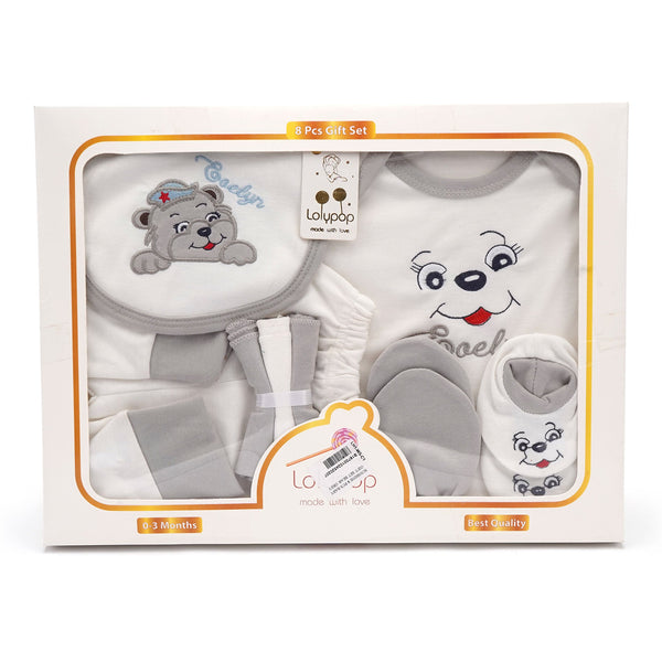 8Pcs Baby Gift Set Bear Grey