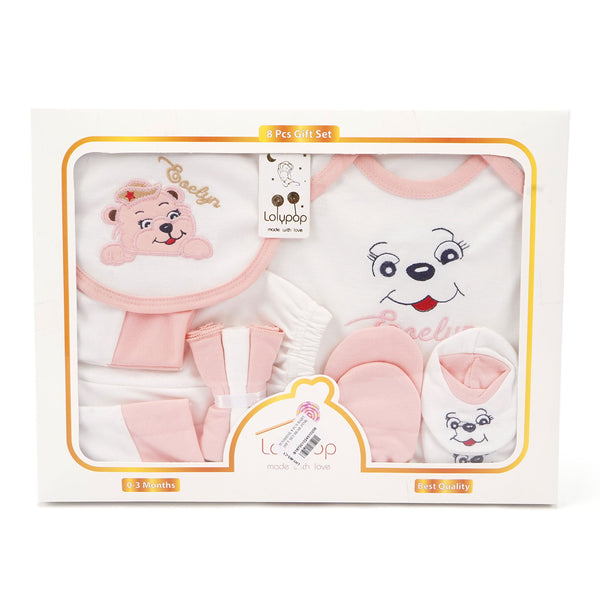 8Pcs Baby Gift Set Bear Pink
